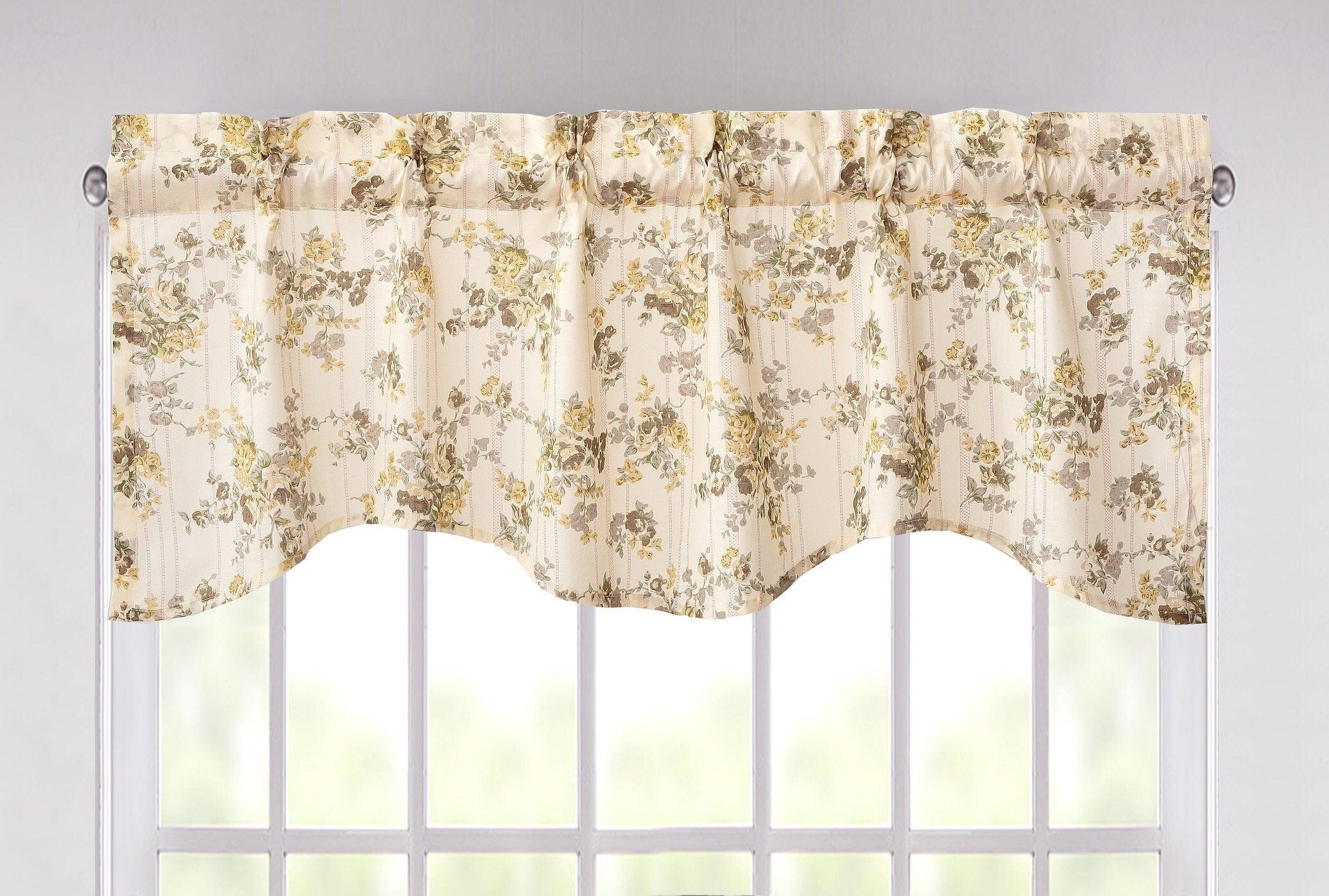 DaDa Bedding Vintage Dainty Yellow Floral Cottage Window Curtain Valance - 18" x 52" (JHW-866)