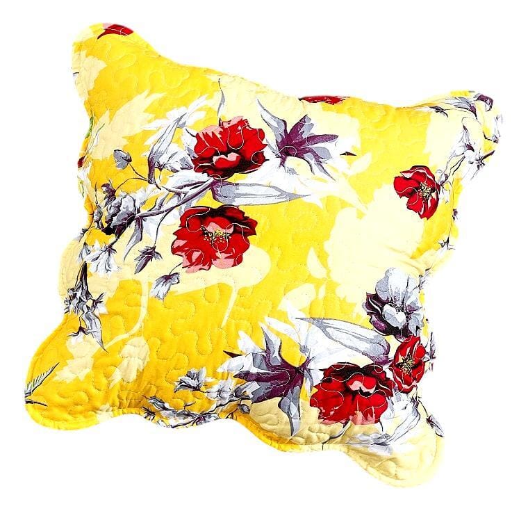 DaDa Bedding Set of 2 Sunshine Yellow Hummingbirds Floral Scalloped Throw Pillow Covers, 18" (JHW925)