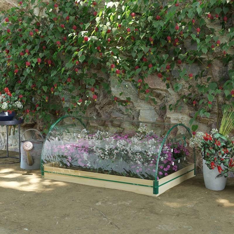 Mini Raised Garden Bed Planter Box Greenhouse Combo with Clear PVC Cover - PRHOMZ