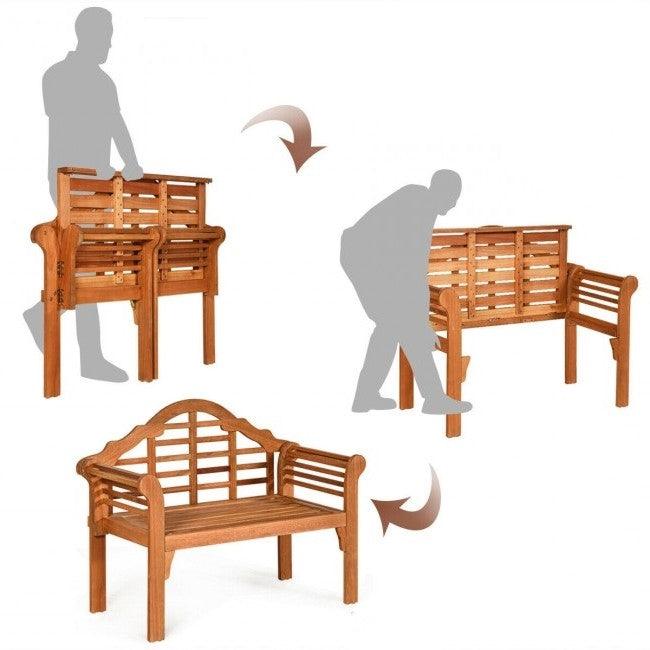 FarmHome Folding 2 Seater Garden Eucalyptus Bench - PRHOMZ