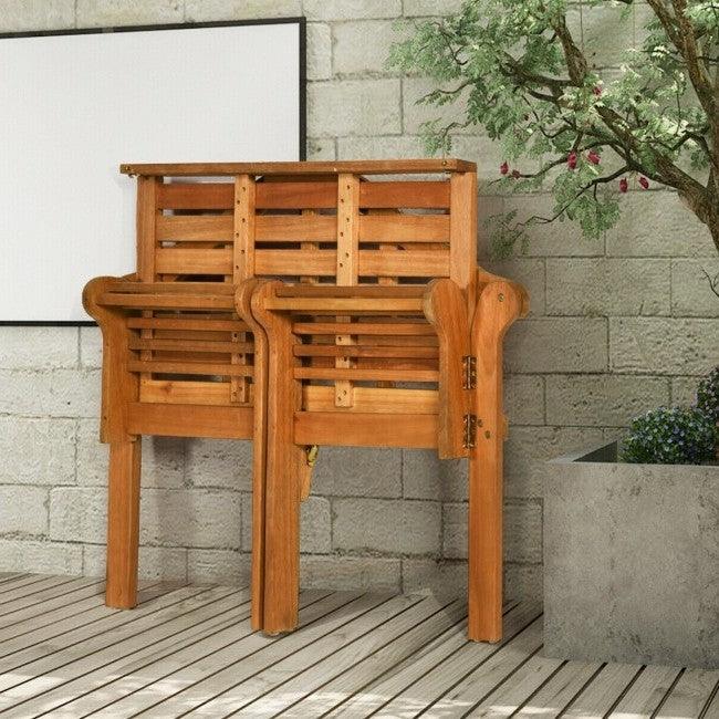 FarmHome Folding 2 Seater Garden Eucalyptus Bench - PRHOMZ