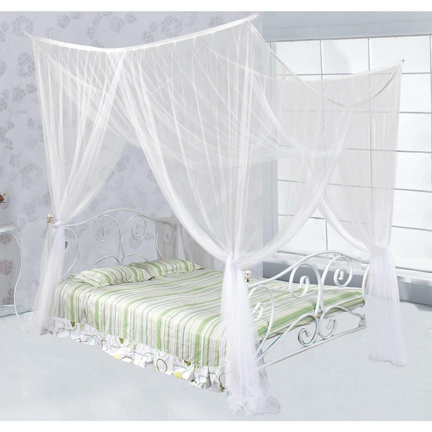 White Mosquito Net Bed Canopy Mesh Netting - size Full Queen King - PRHOMZ