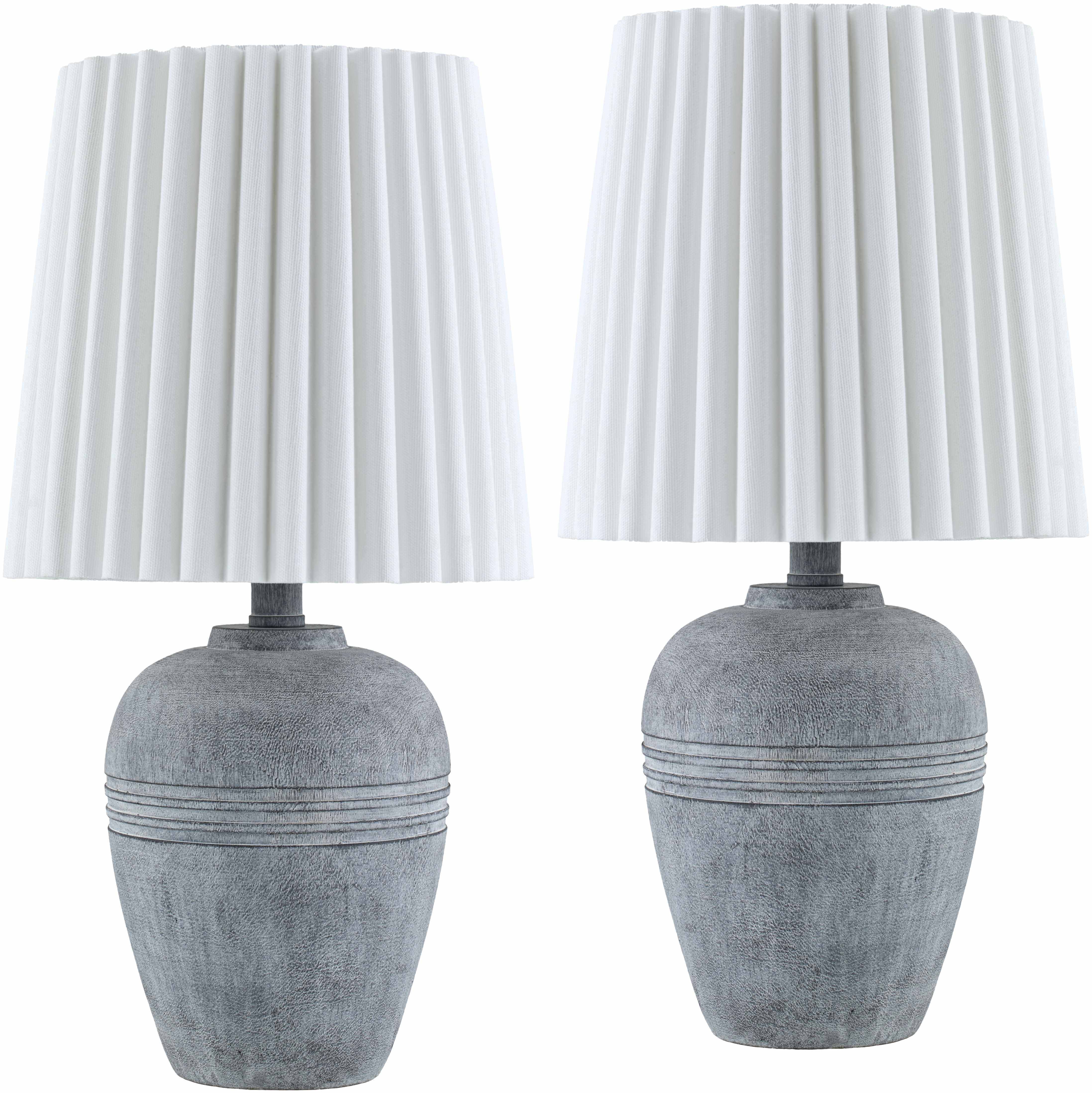 Jaltomate Gray Ribbed Table Lamp - PRHOMZ