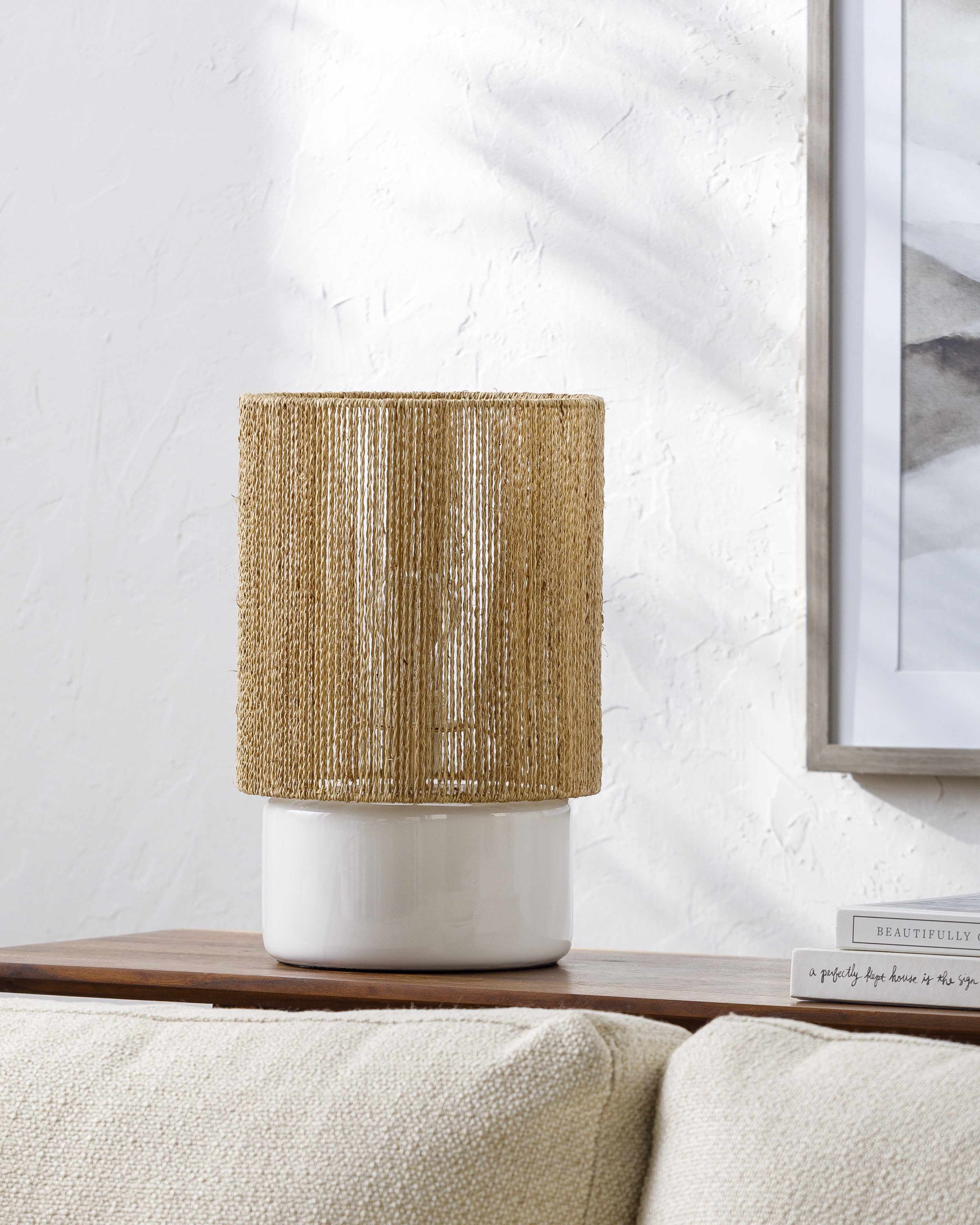 Jaguaripe Ribbed Ceramic Beige Table Lamp-3