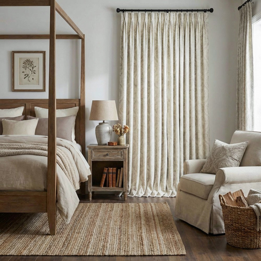 Jolie French Country Style Damask Patterned Curtains