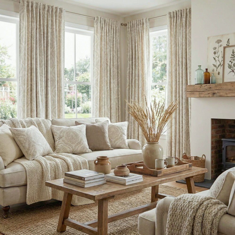 Jolie French Country Style Damask Patterned Curtains