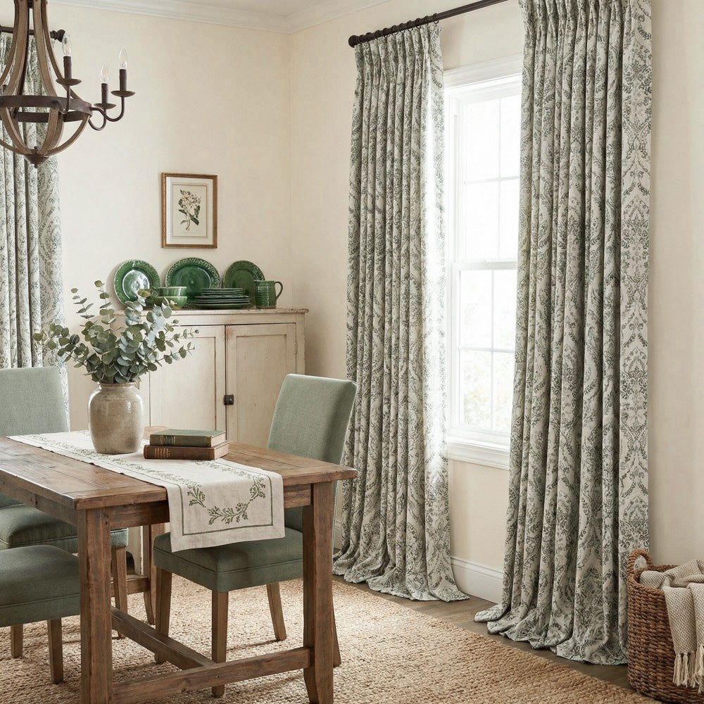 Jolie French Country Style Damask Patterned Curtains