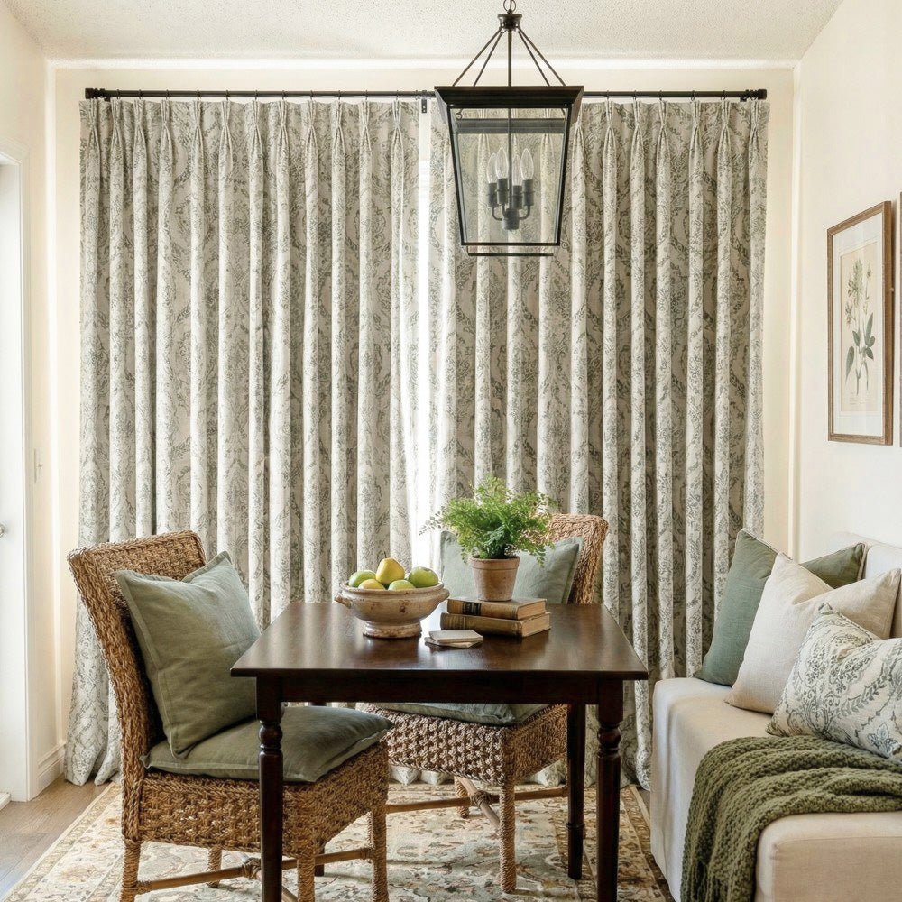 Jolie French Country Style Damask Patterned Curtains