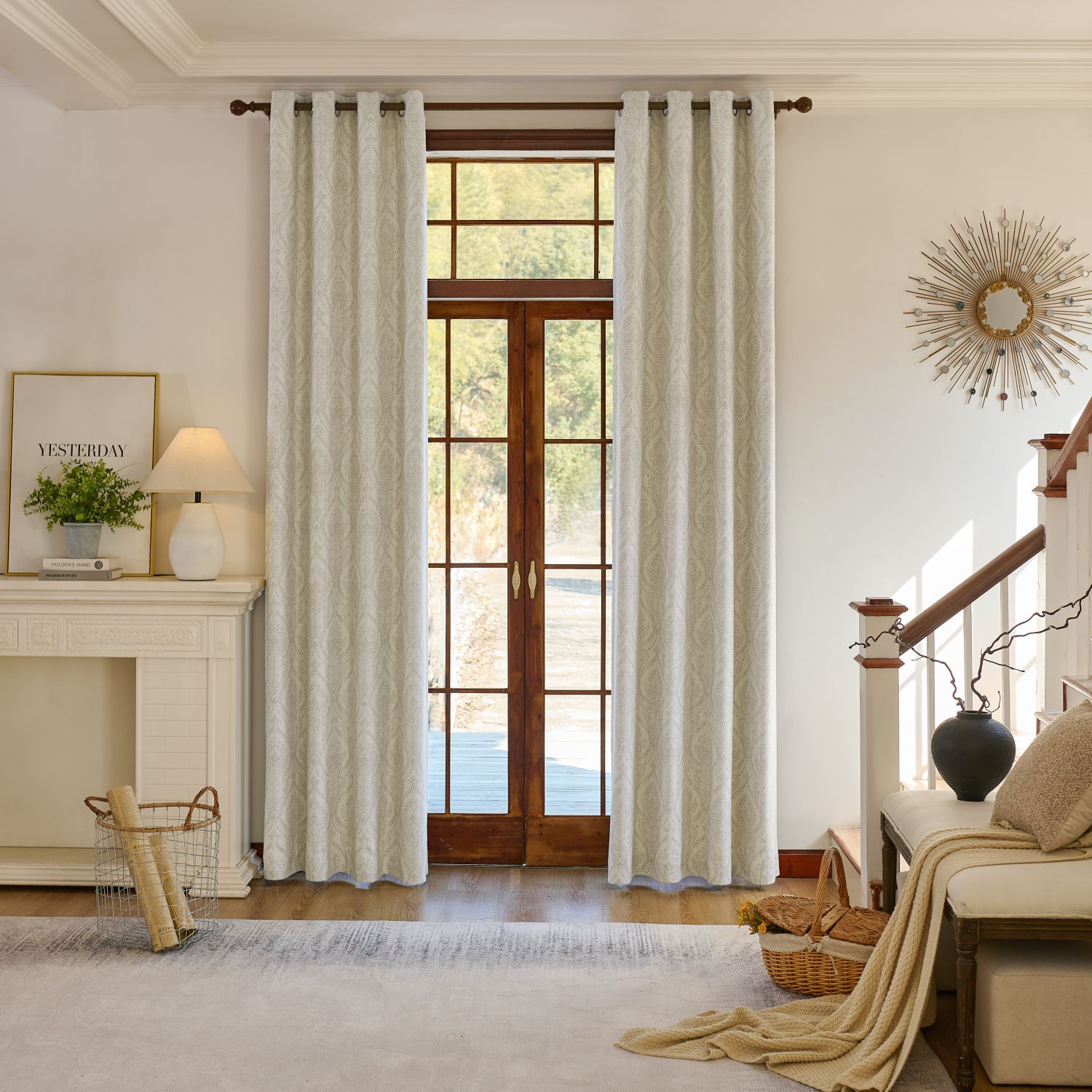Jolie French Country Style Damask Patterned Curtains