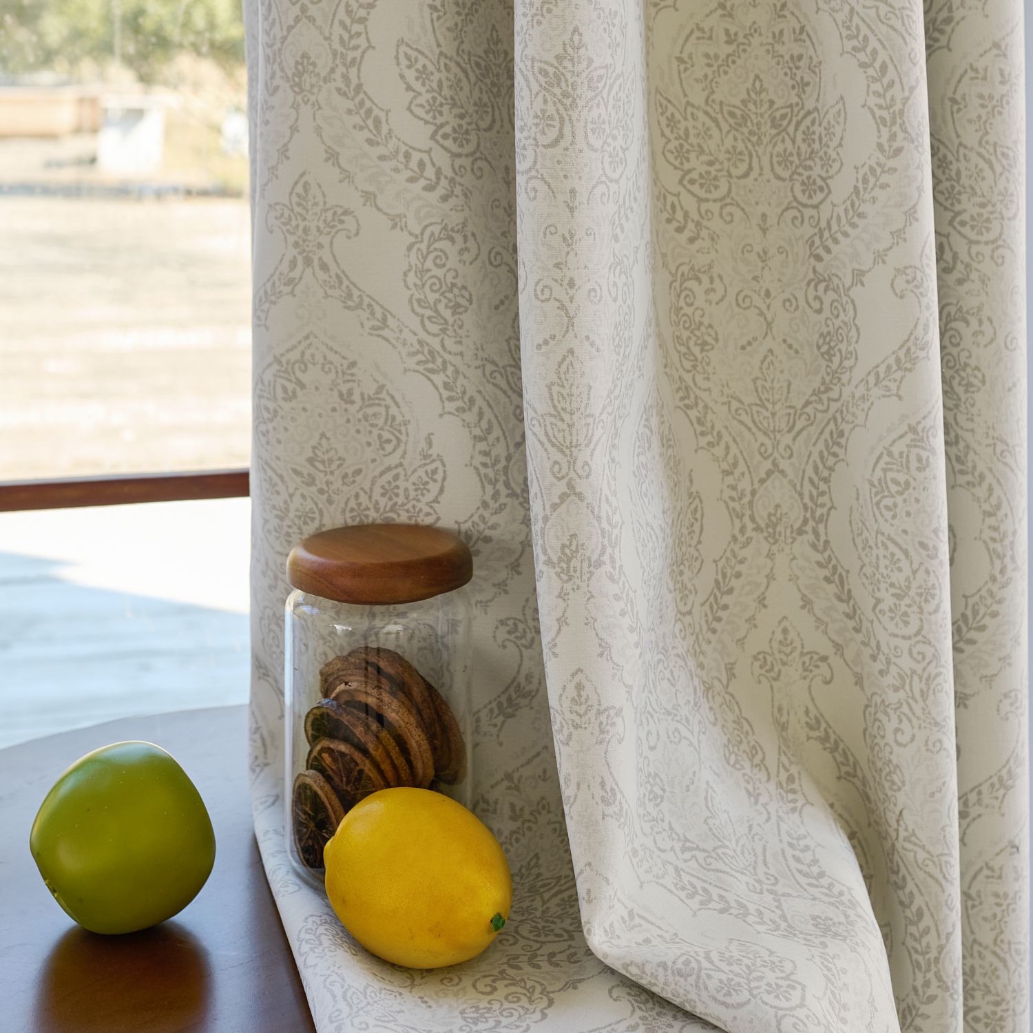 Jolie French Country Style Damask Patterned Curtains