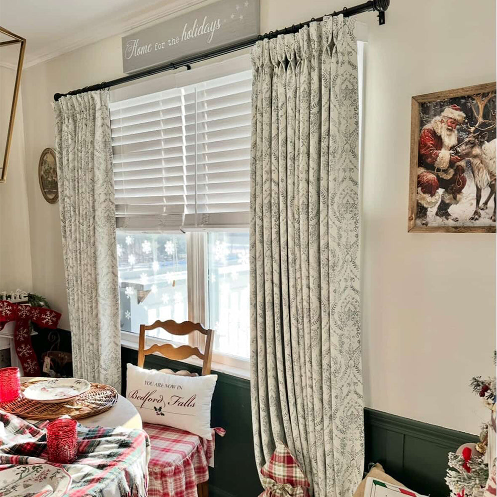 Jolie French Country Style Damask Patterned Curtains