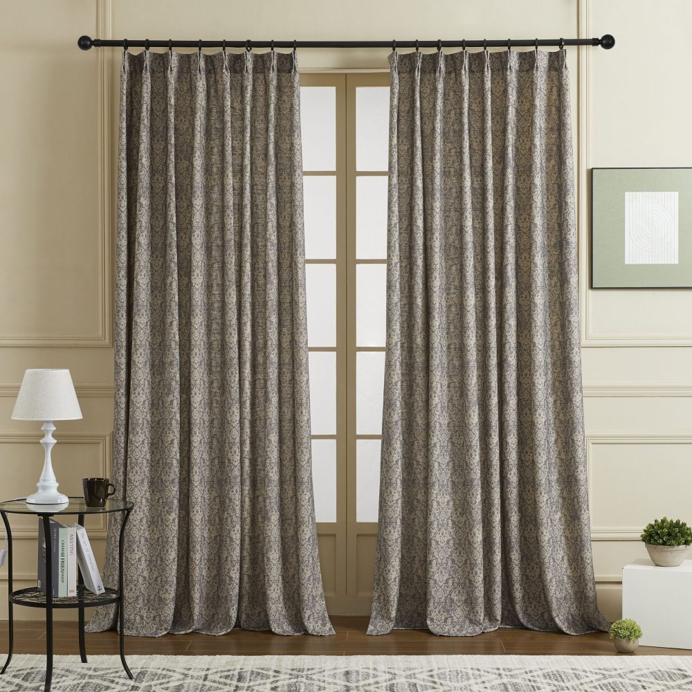 Josephine Printed Damask Linen Custom Curtains