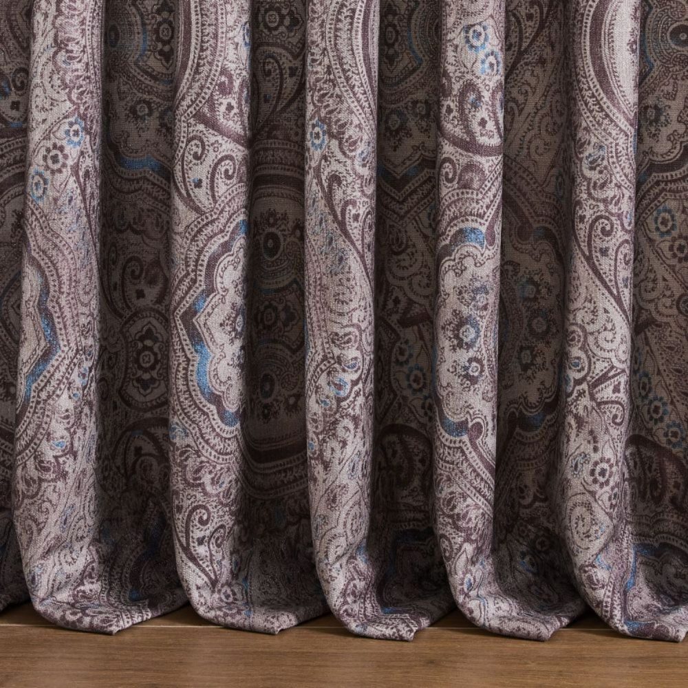 Jules Dark Purple Damask Curtains
