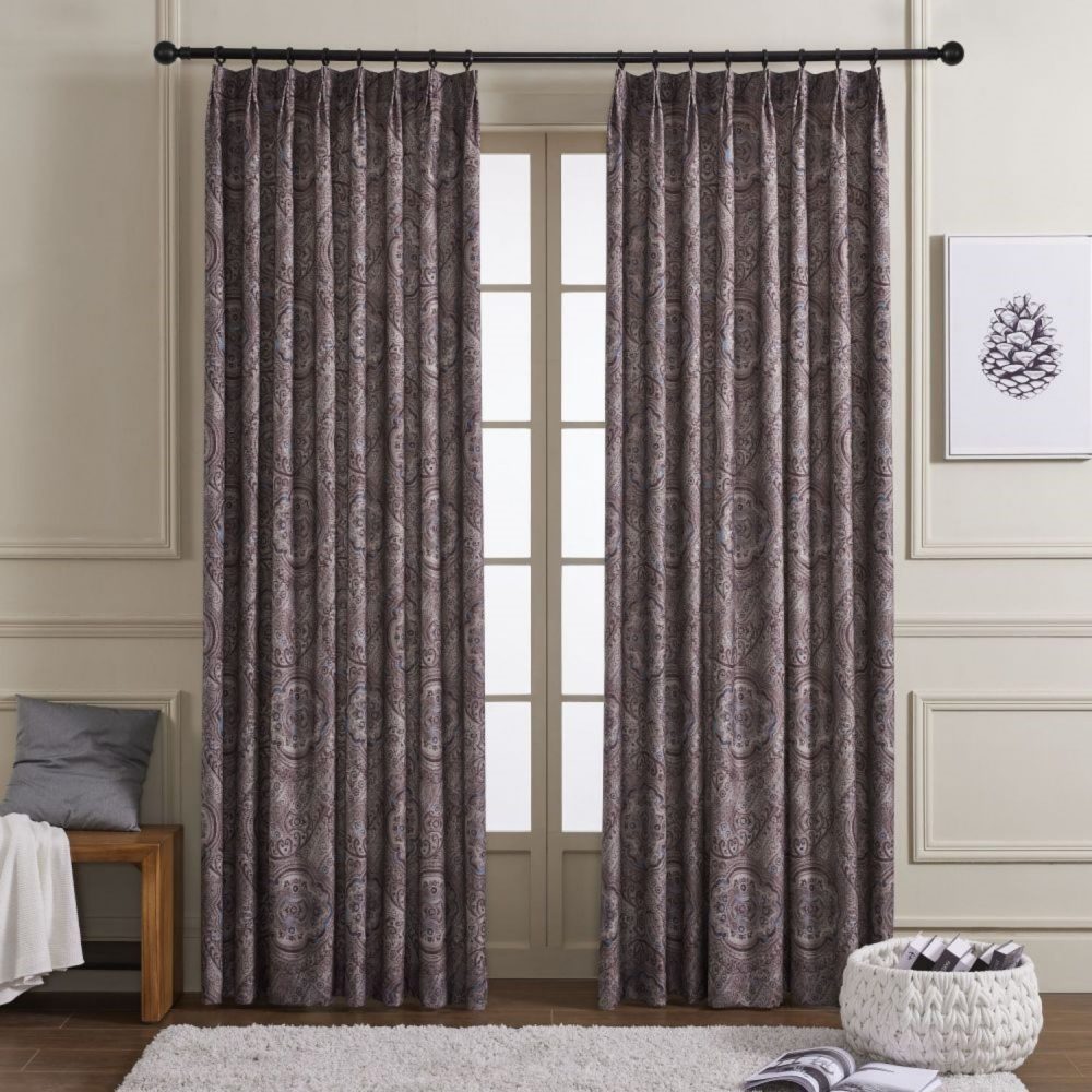 Jules Dark Purple Damask Curtains