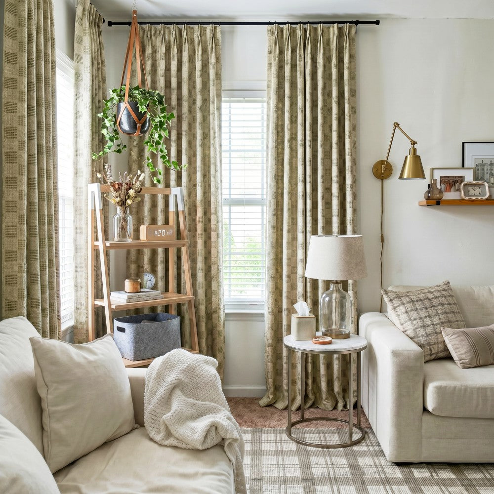 Juniper Woven Textured Plaid Curtains
