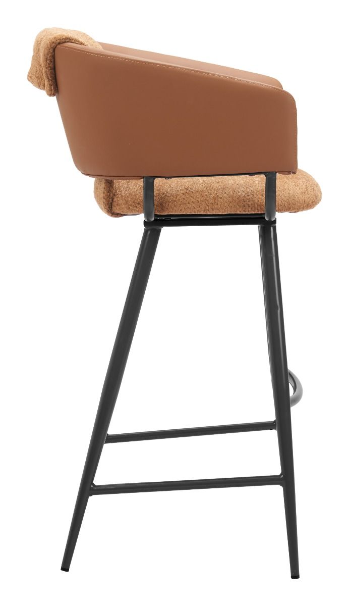 Juno Brown Faux Leather Barstool 2PC