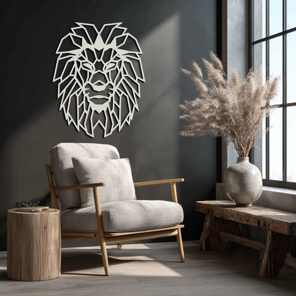Geometric Lion Metal Wall Art - Steel Wall Decor for Home and Office - KAF008