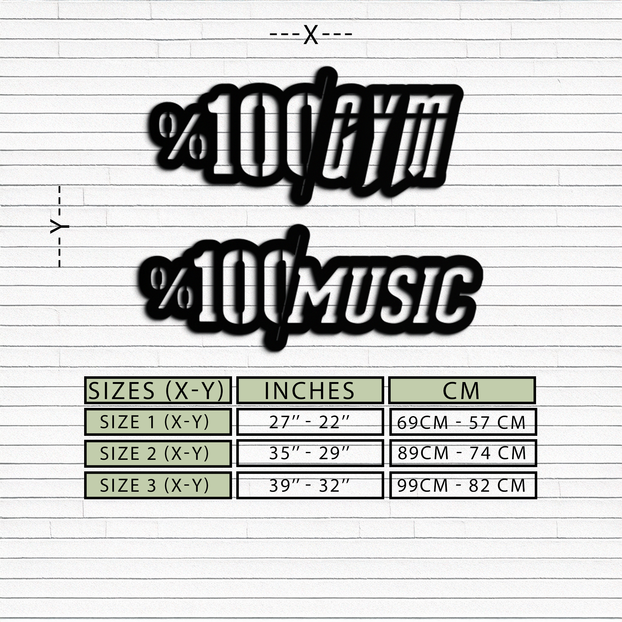 %100 Gym & Music Metal Wall Art - Fitness & Music Enthusiast Decor - KAF091