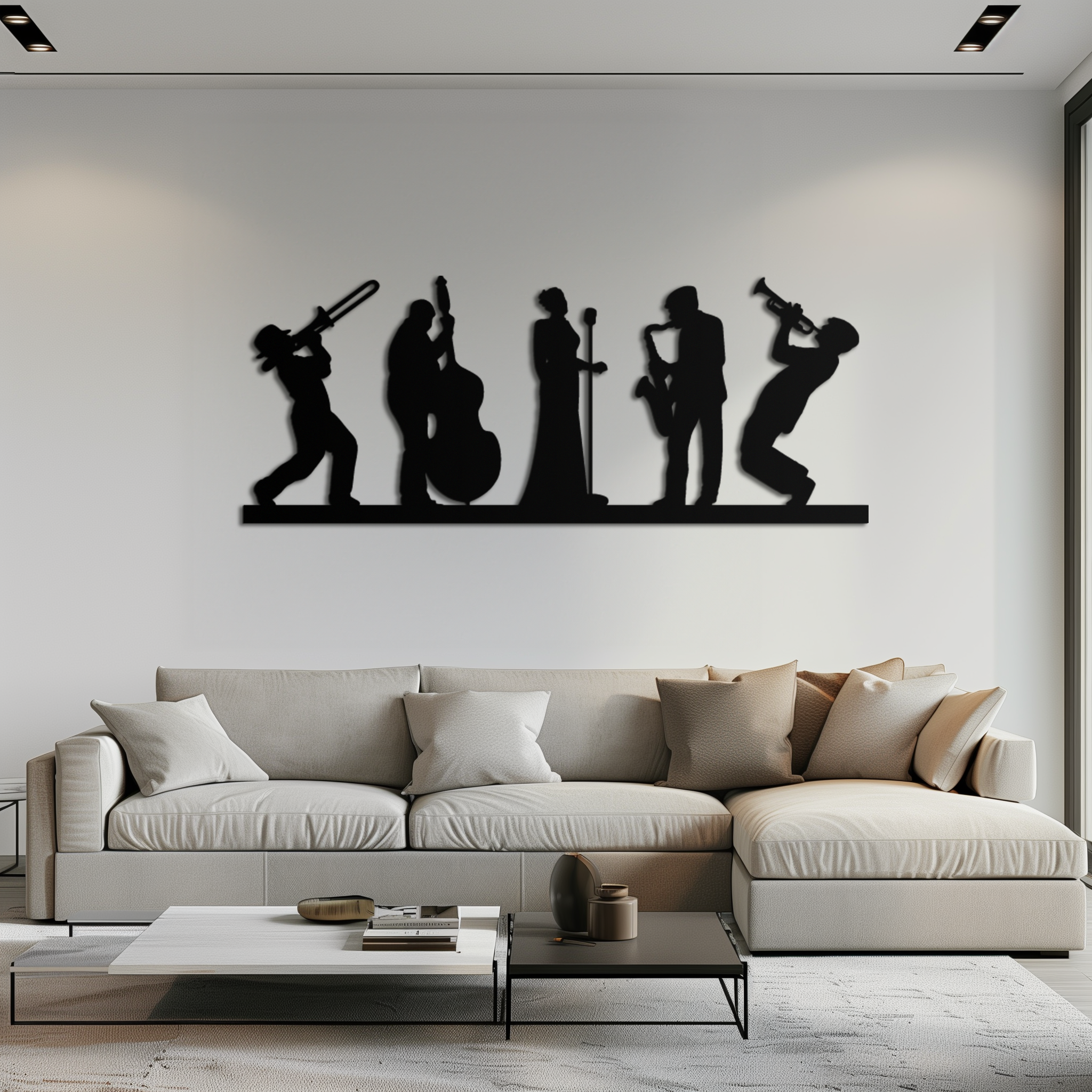 Jazz Band Metal Wall Art - Modern Musician Silhouette Decor- KAF254
