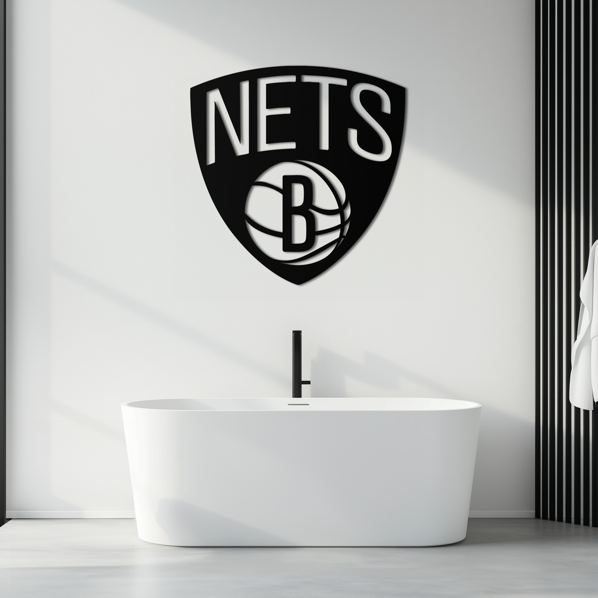 Brooklyn Nets Logo Silhouette Metal Wall Art – Modern Sports-Inspired Decor - KAF669