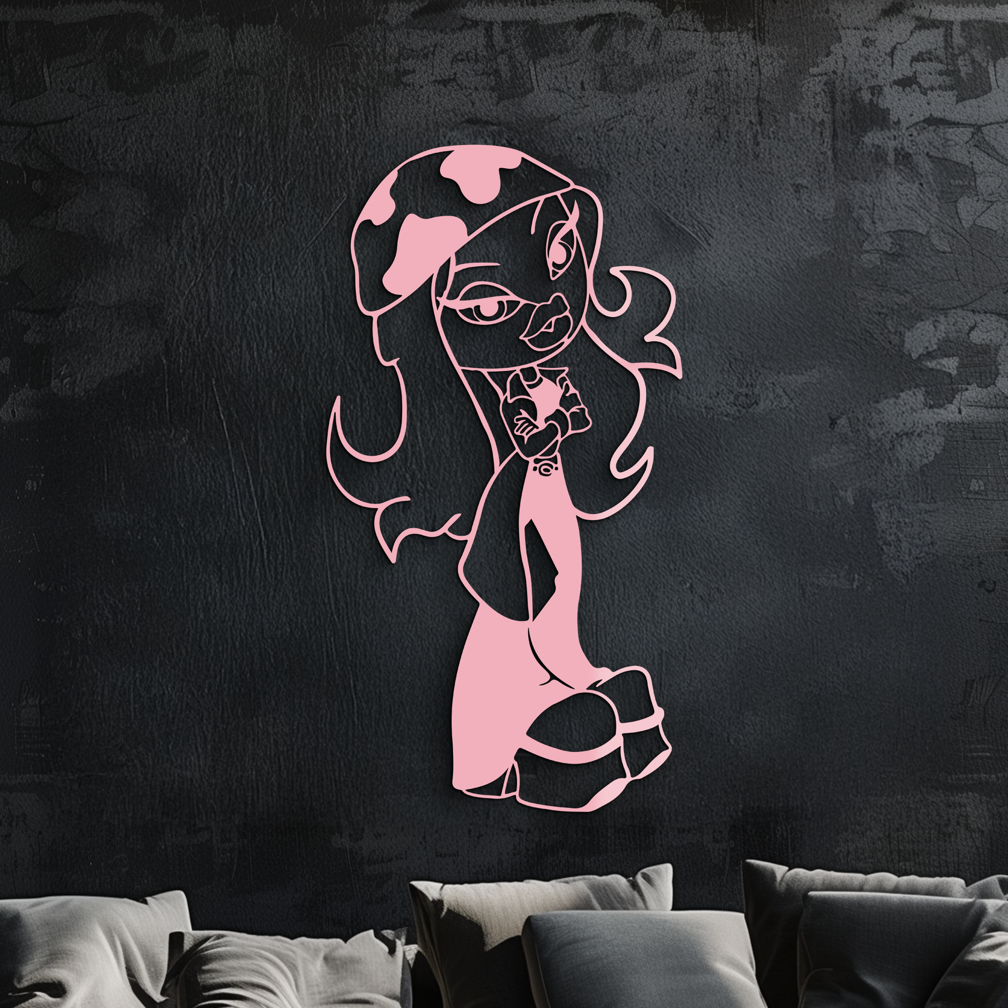 Pink Bratz Girl Metal Wall Art β Fashion Doll Inspired Silhouette Decor - KAFGP022