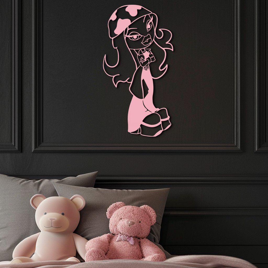 Pink Bratz Girl Metal Wall Art β Fashion Doll Inspired Silhouette Decor - KAFGP022