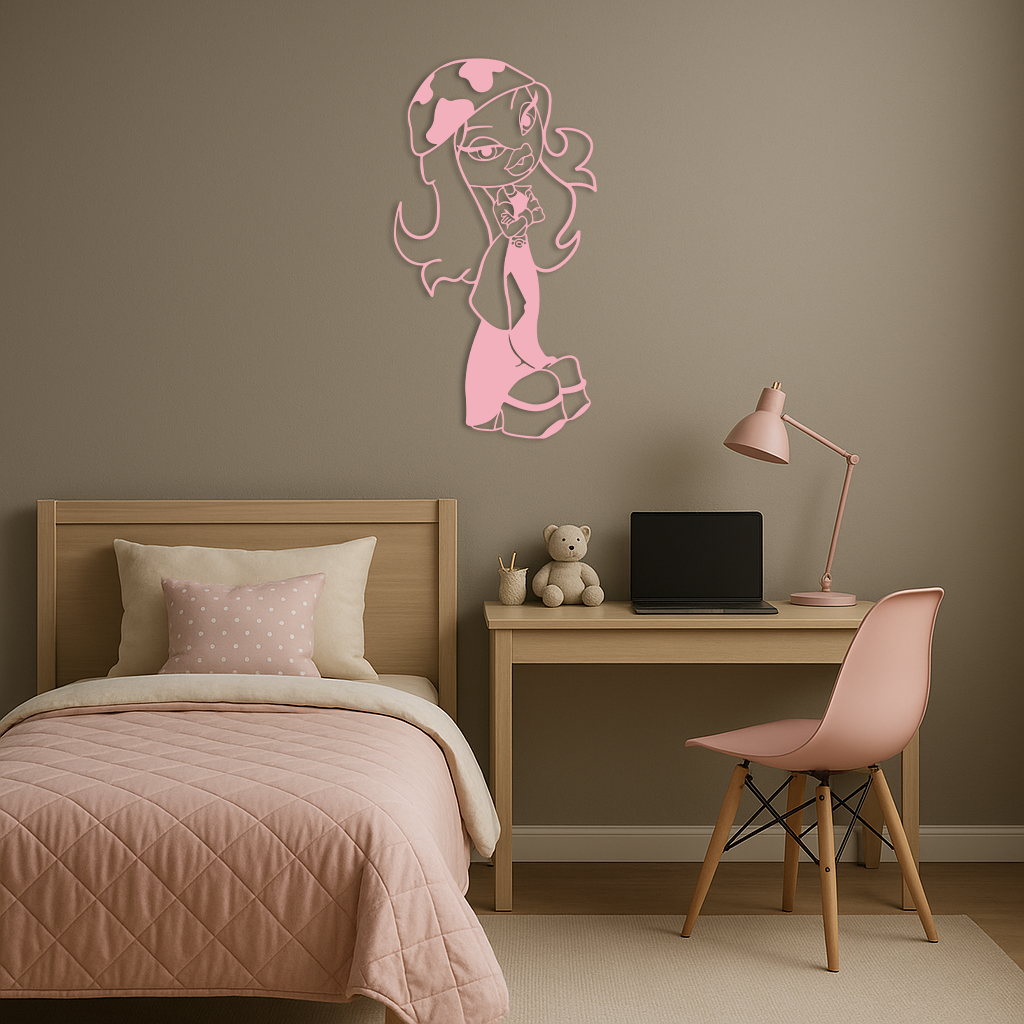 Pink Bratz Girl Metal Wall Art β Fashion Doll Inspired Silhouette Decor - KAFGP022