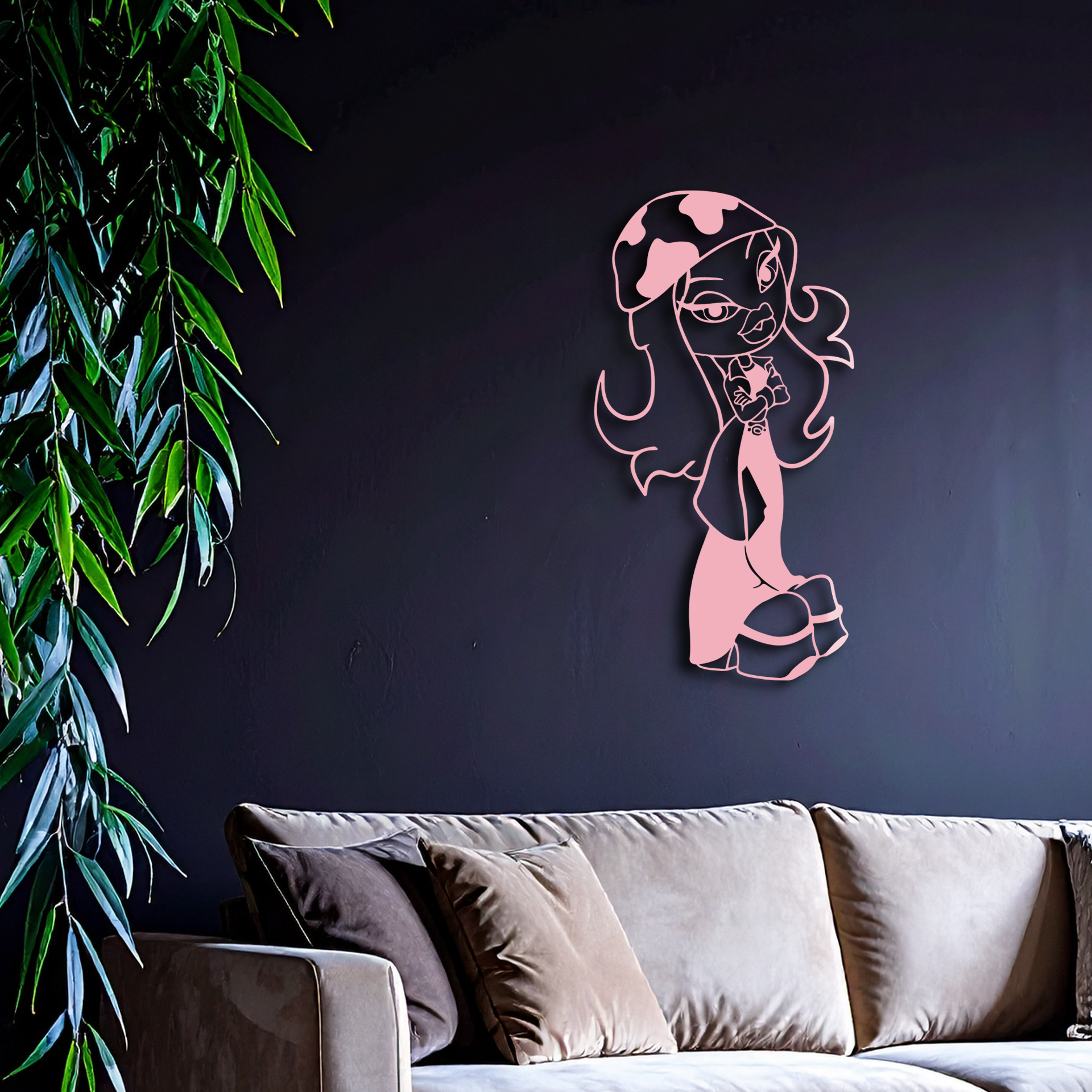 Pink Bratz Girl Metal Wall Art β Fashion Doll Inspired Silhouette Decor - KAFGP022