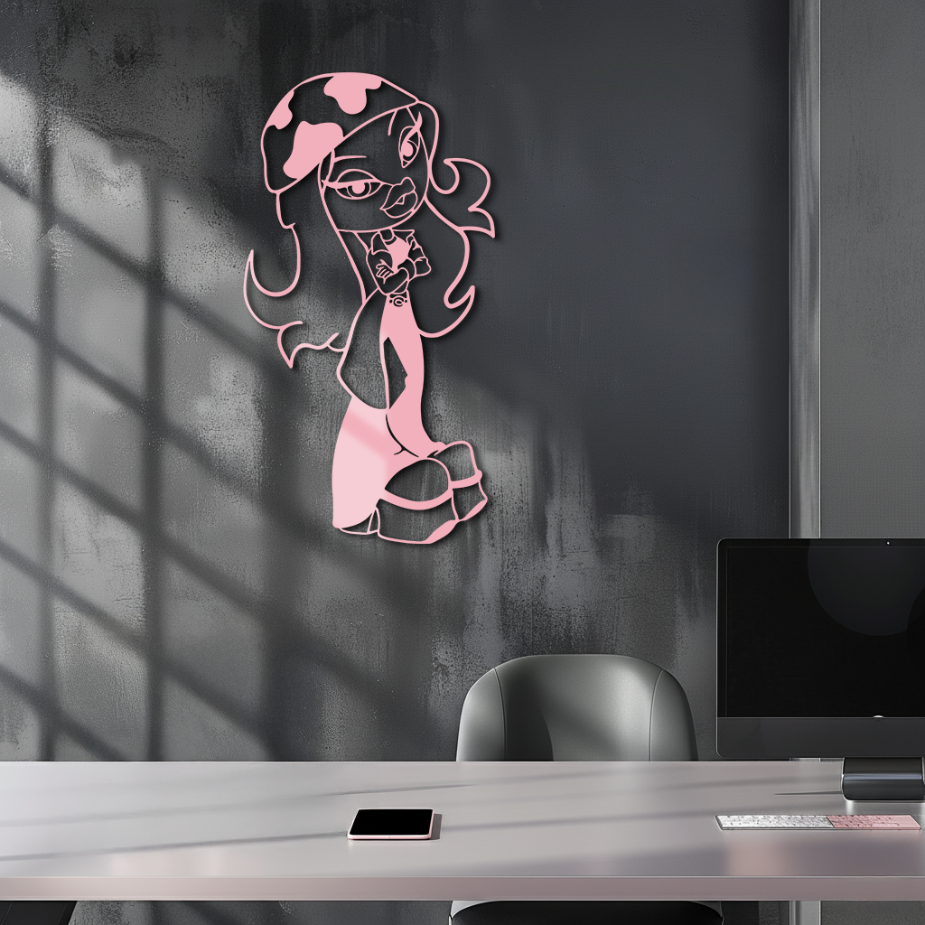 Pink Bratz Girl Metal Wall Art β Fashion Doll Inspired Silhouette Decor - KAFGP022