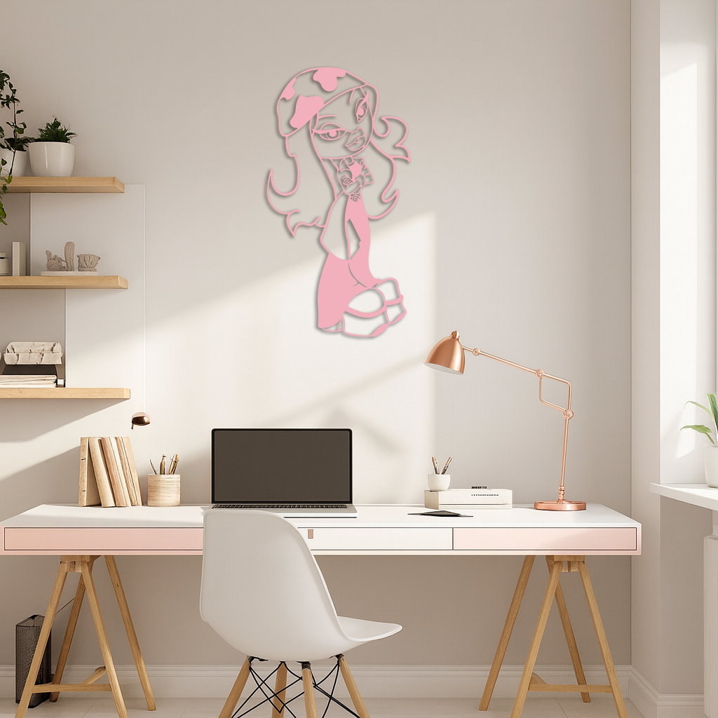 Pink Bratz Girl Metal Wall Art β Fashion Doll Inspired Silhouette Decor - KAFGP022
