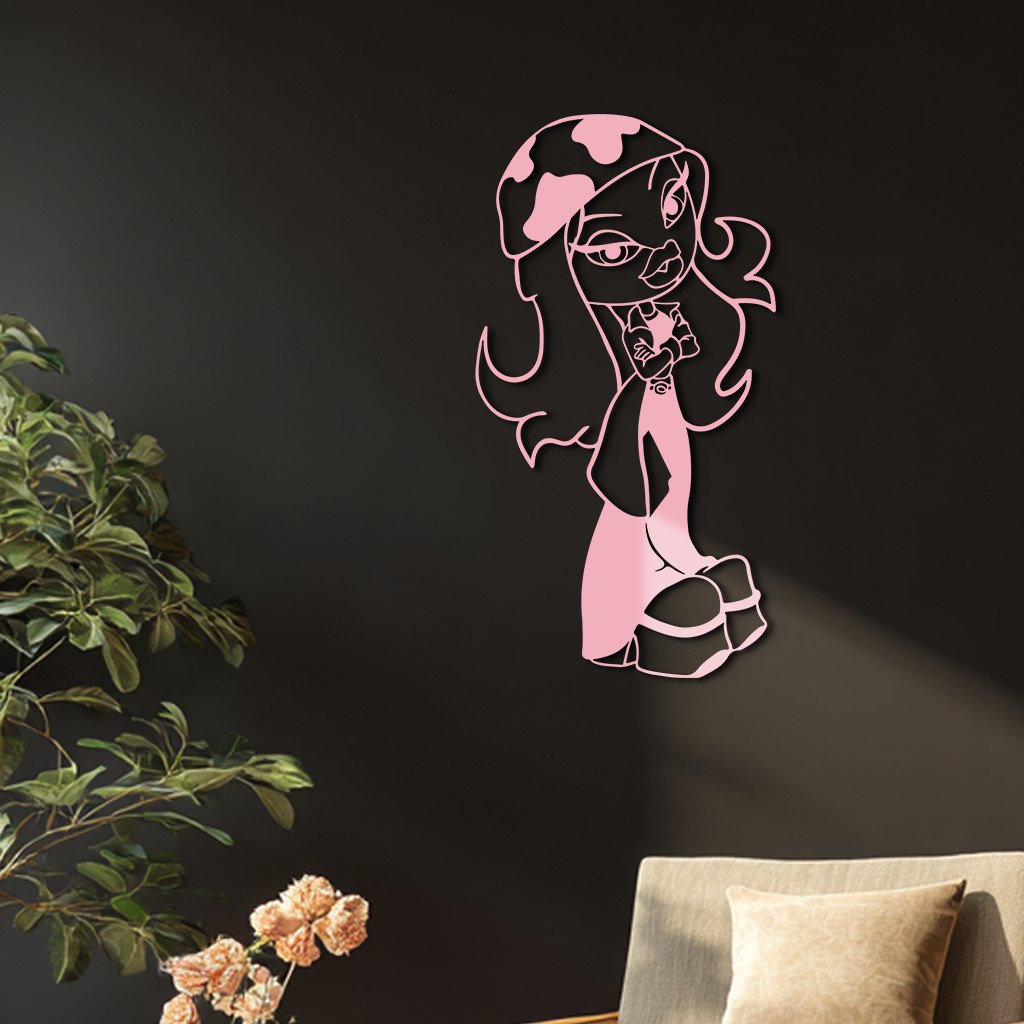 Pink Bratz Girl Metal Wall Art β Fashion Doll Inspired Silhouette Decor - KAFGP022
