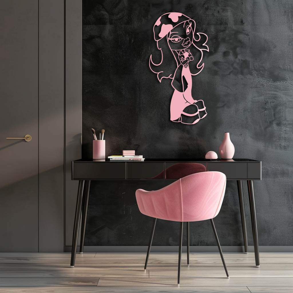 Pink Bratz Girl Metal Wall Art β Fashion Doll Inspired Silhouette Decor - KAFGP022