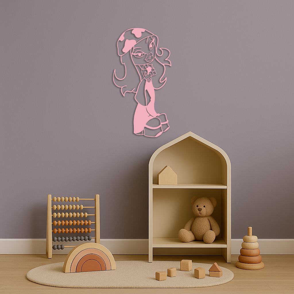 Pink Bratz Girl Metal Wall Art β Fashion Doll Inspired Silhouette Decor - KAFGP022