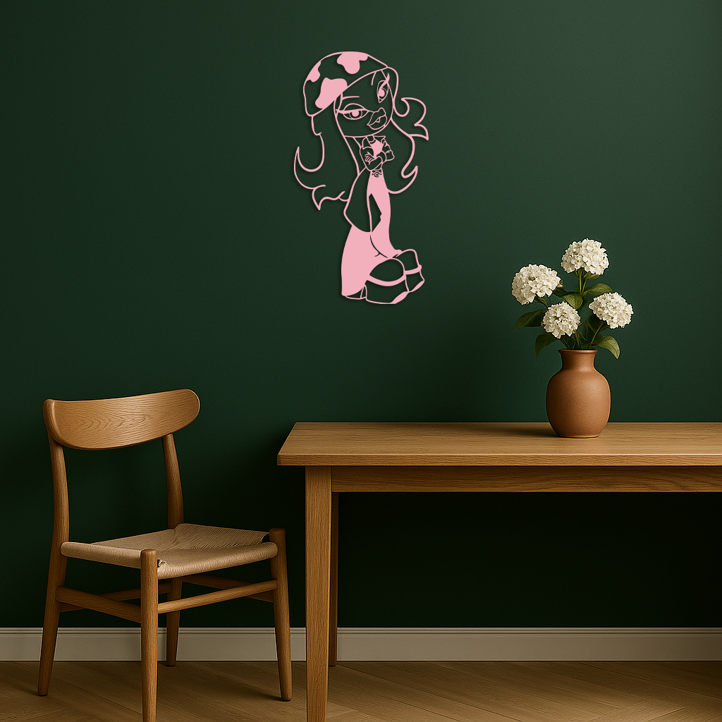 Pink Bratz Girl Metal Wall Art β Fashion Doll Inspired Silhouette Decor - KAFGP022