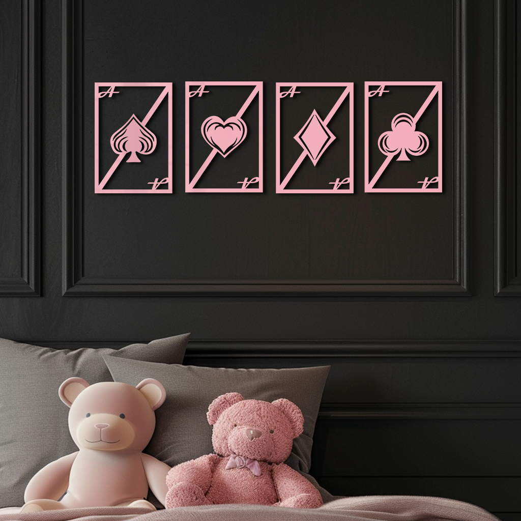 Playing Cards Silhouette Metal Wall Art β Poker Aces Design - KAFGP037