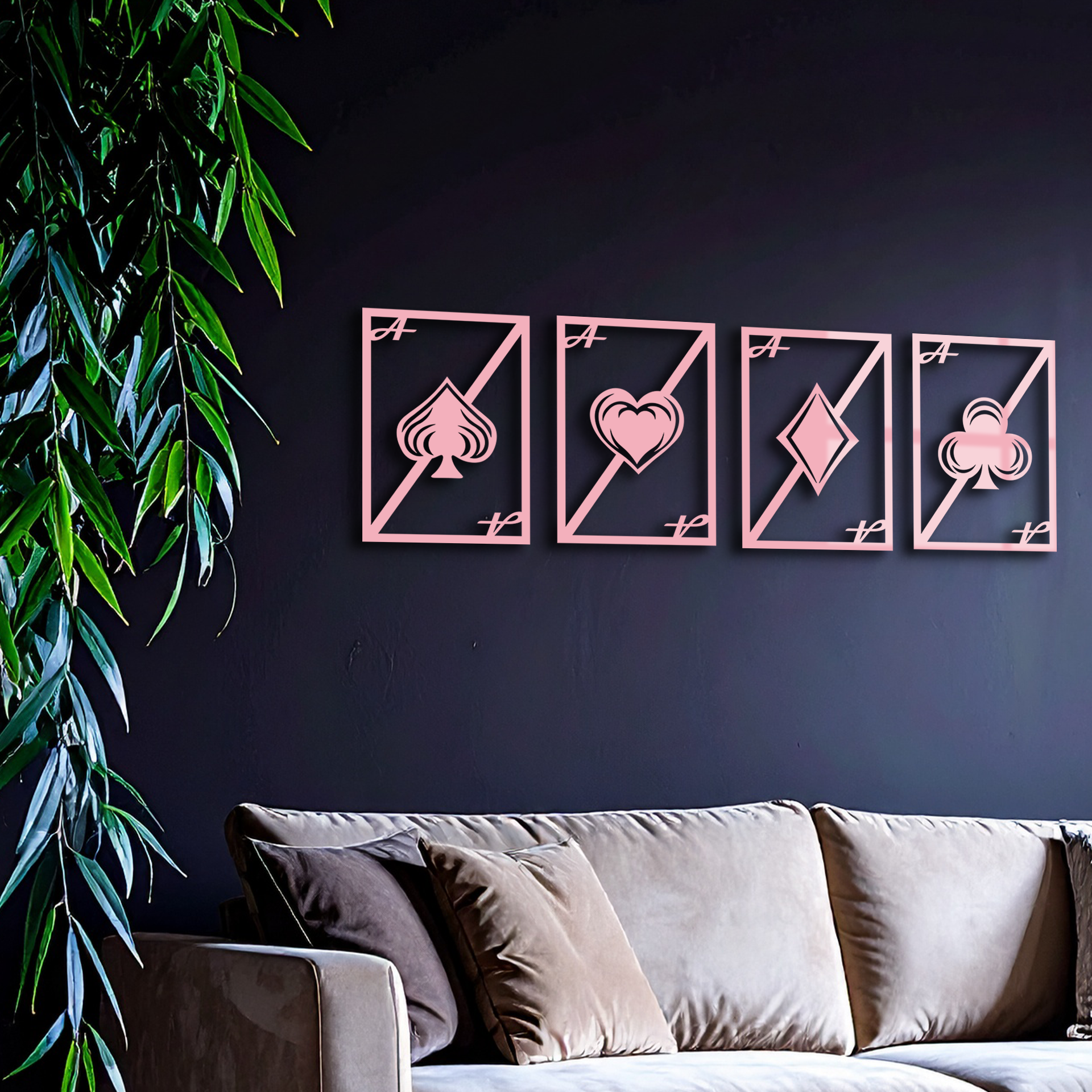Playing Cards Silhouette Metal Wall Art β Poker Aces Design - KAFGP037