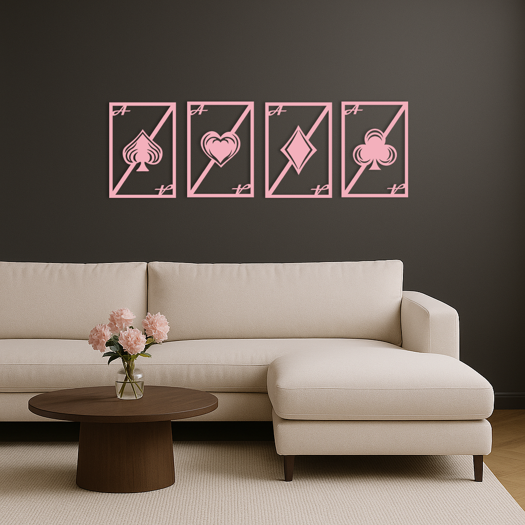 Playing Cards Silhouette Metal Wall Art β Poker Aces Design - KAFGP037