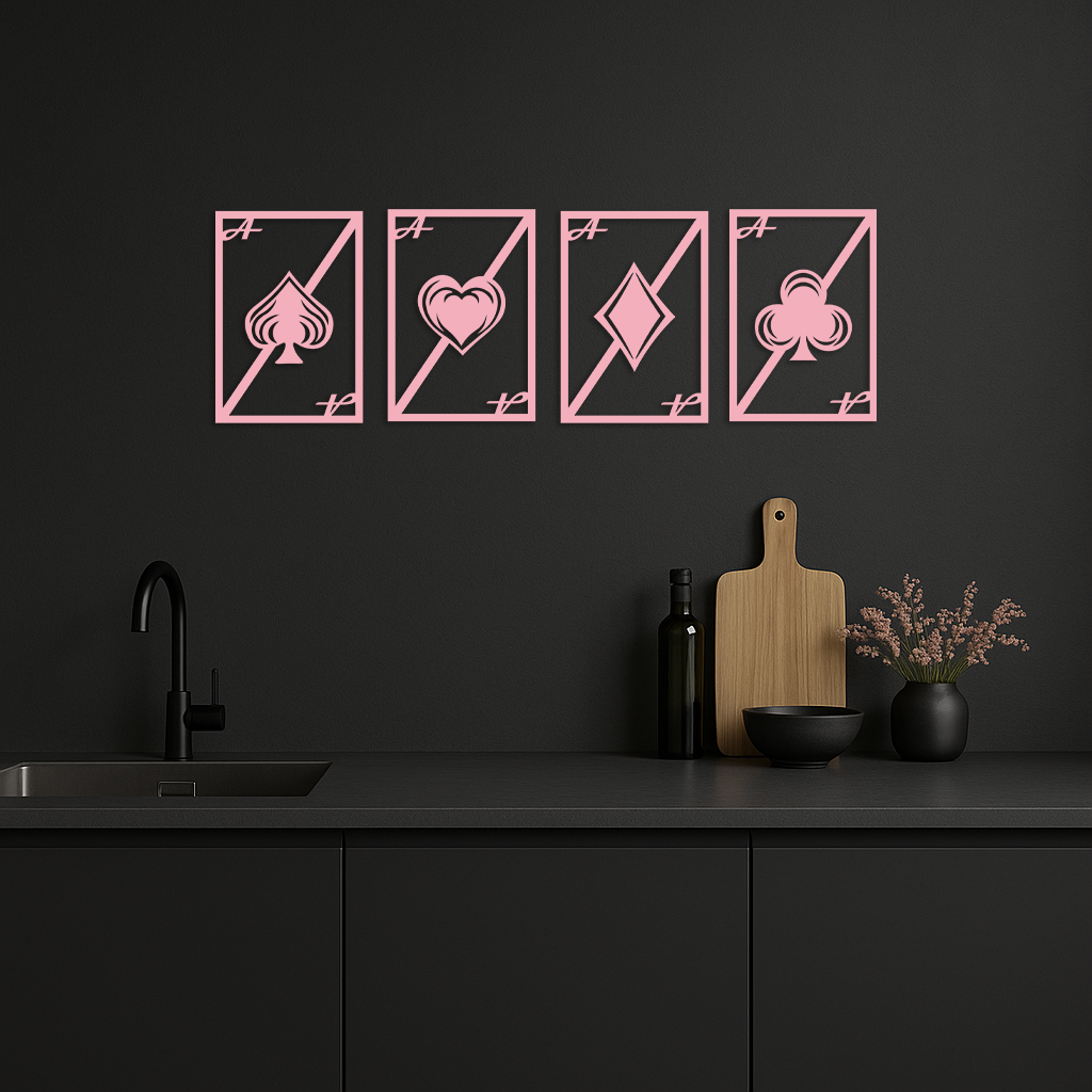 Playing Cards Silhouette Metal Wall Art β Poker Aces Design - KAFGP037