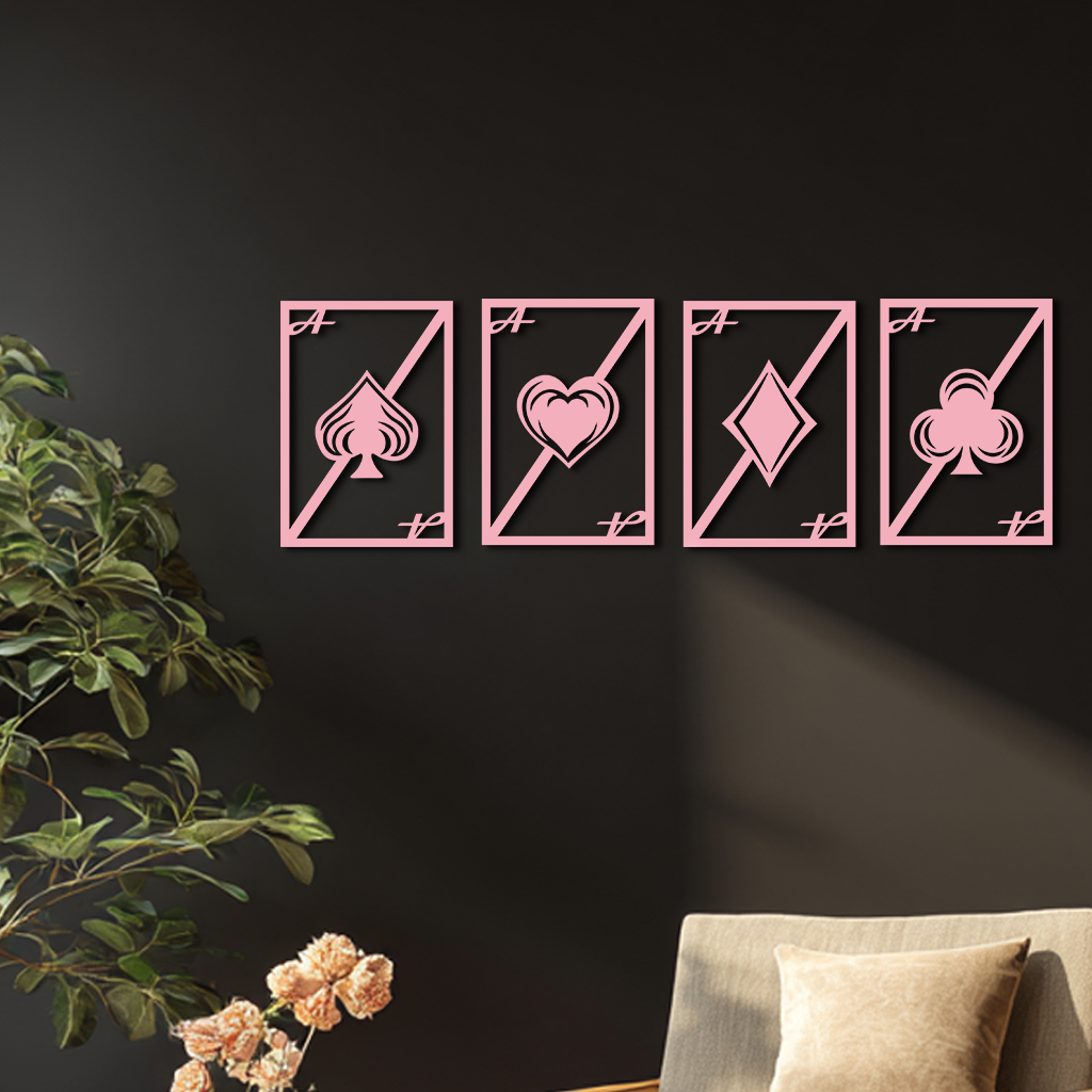 Playing Cards Silhouette Metal Wall Art β Poker Aces Design - KAFGP037
