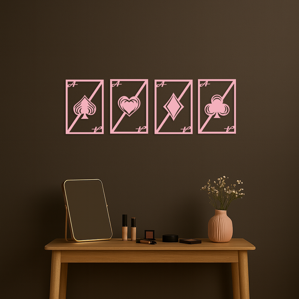 Playing Cards Silhouette Metal Wall Art β Poker Aces Design - KAFGP037