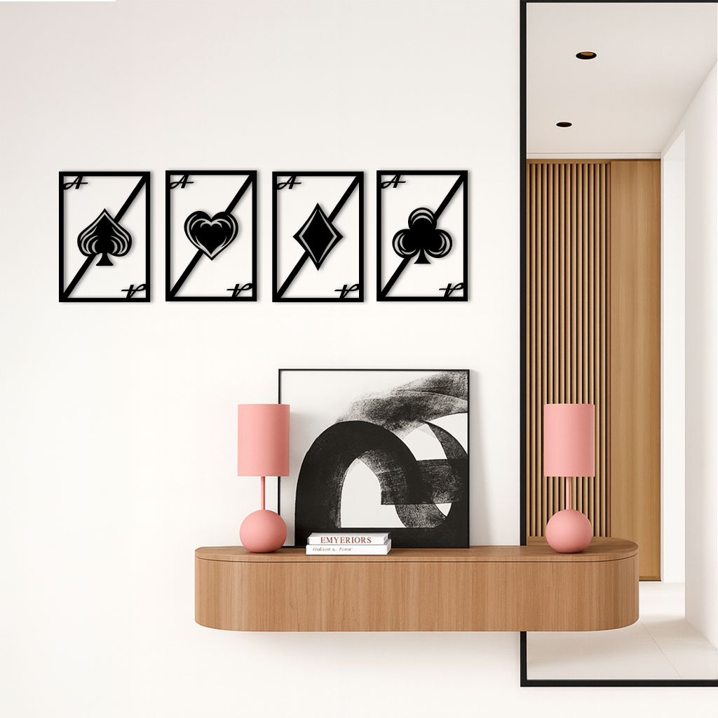Playing Cards Silhouette Metal Wall Art β Poker Aces Design - KAFGP037