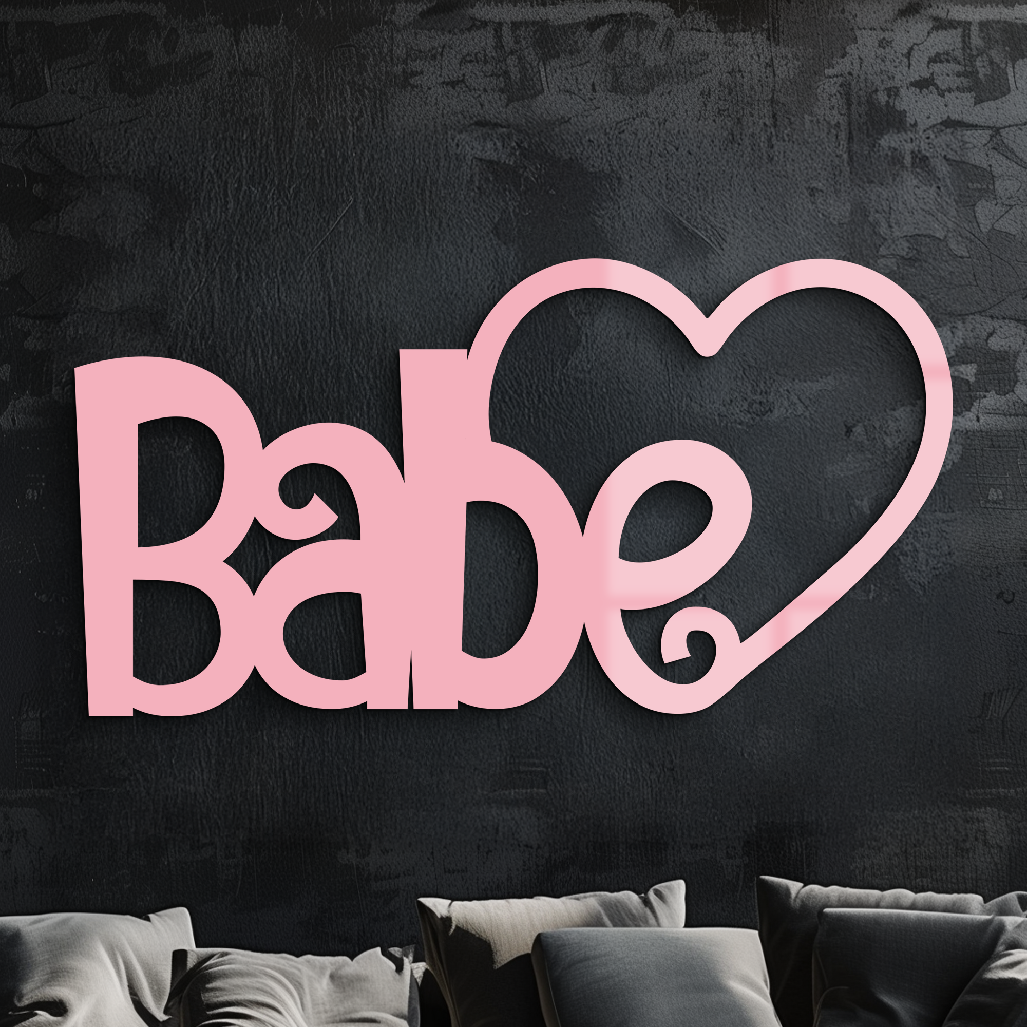 Babe Heart Silhouette Metal Wall Art β Modern Typography Design - KAFGP045