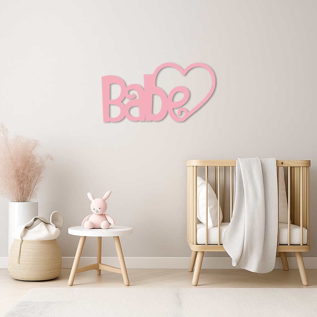 Babe Heart Silhouette Metal Wall Art β Modern Typography Design - KAFGP045