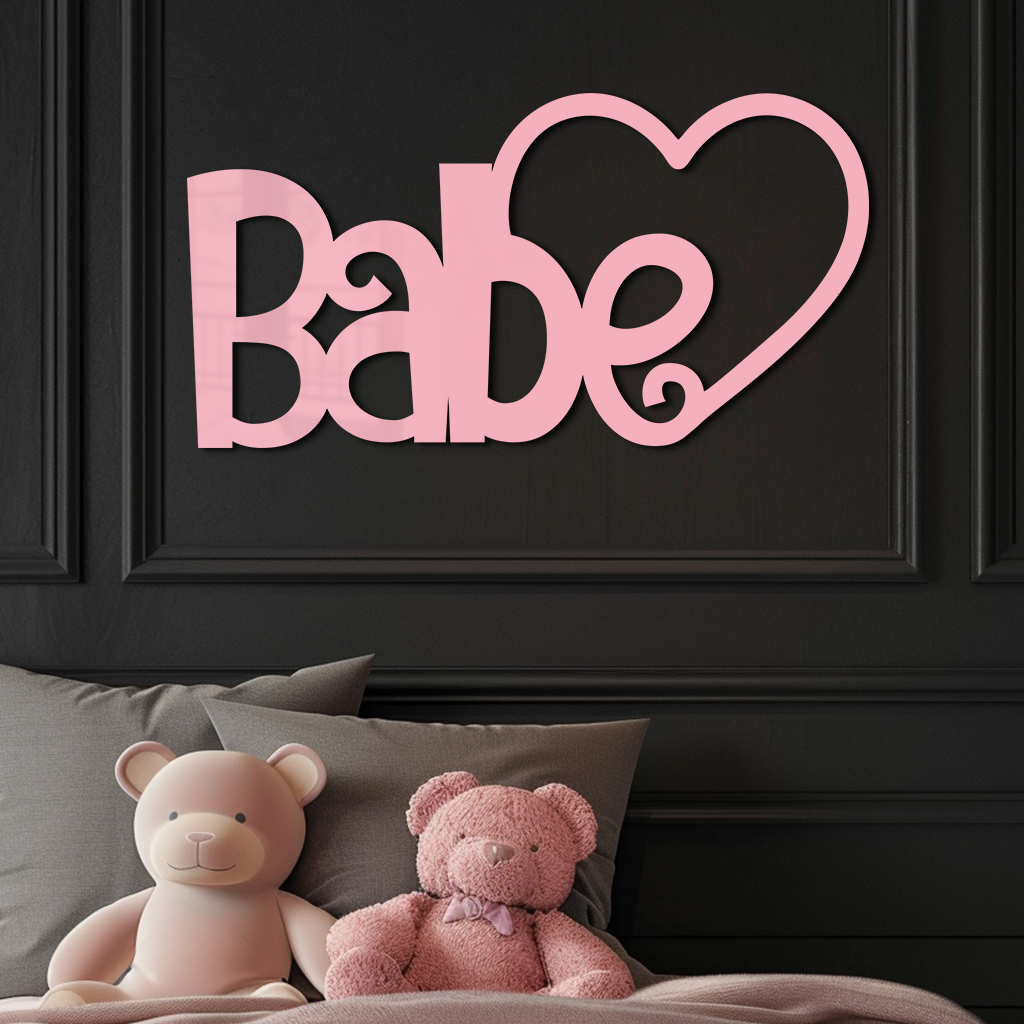 Babe Heart Silhouette Metal Wall Art β Modern Typography Design - KAFGP045