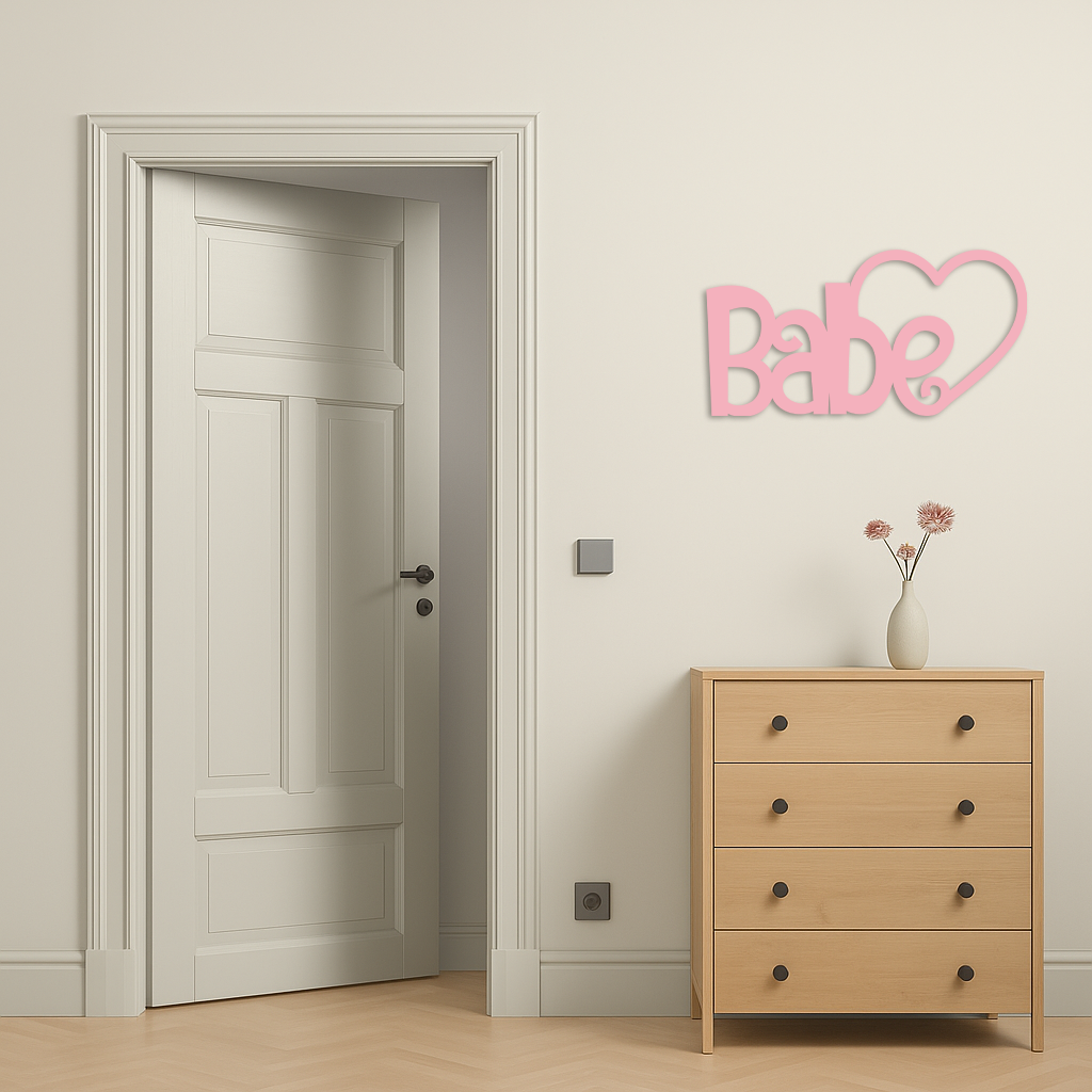 Babe Heart Silhouette Metal Wall Art β Modern Typography Design - KAFGP045