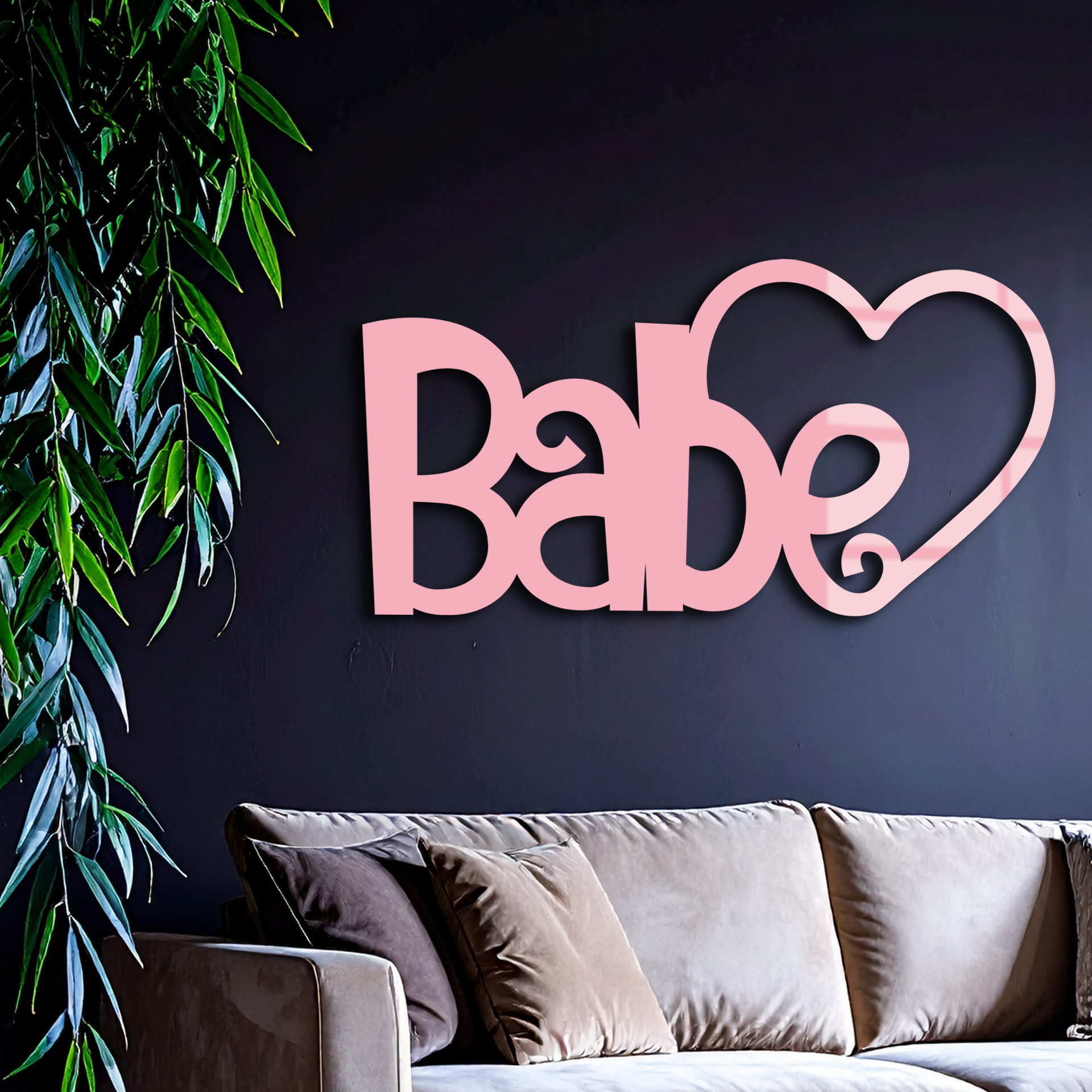 Babe Heart Silhouette Metal Wall Art β Modern Typography Design - KAFGP045