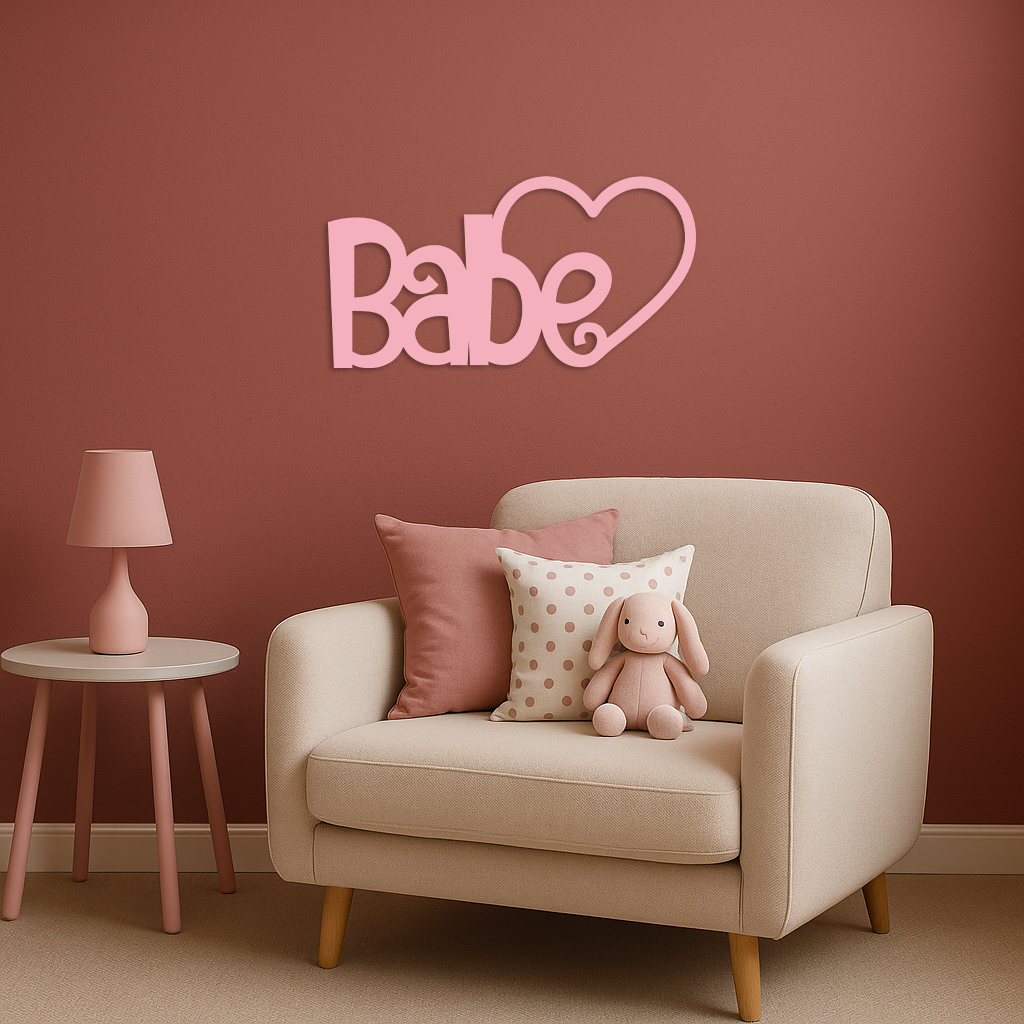 Babe Heart Silhouette Metal Wall Art β Modern Typography Design - KAFGP045
