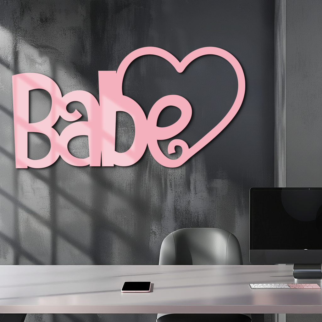 Babe Heart Silhouette Metal Wall Art β Modern Typography Design - KAFGP045