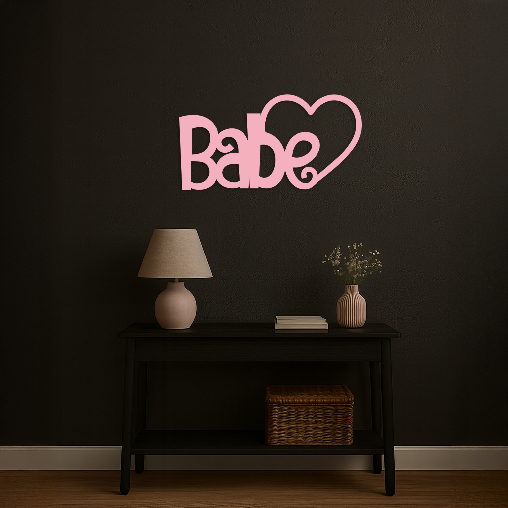 Babe Heart Silhouette Metal Wall Art β Modern Typography Design - KAFGP045