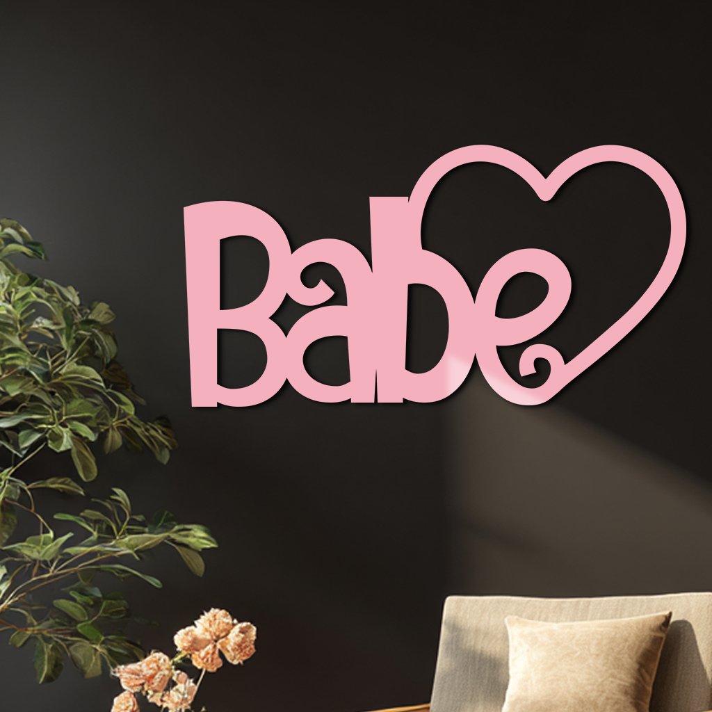 Babe Heart Silhouette Metal Wall Art β Modern Typography Design - KAFGP045